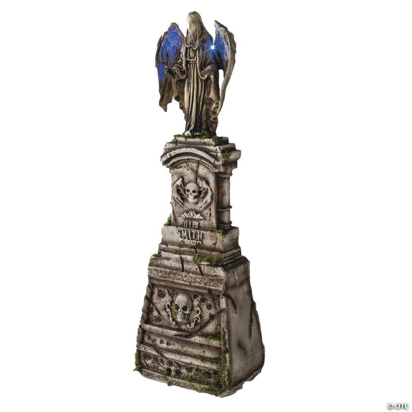 5 Ft. 7" Tombstone with Light-Up Angel & Skulls Halloween Decoration
