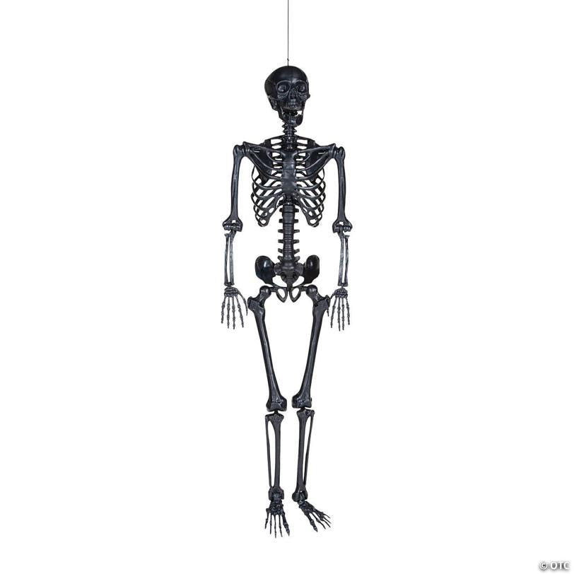5 Ft. Life-Size Posable Black Skeleton Halloween Decoration