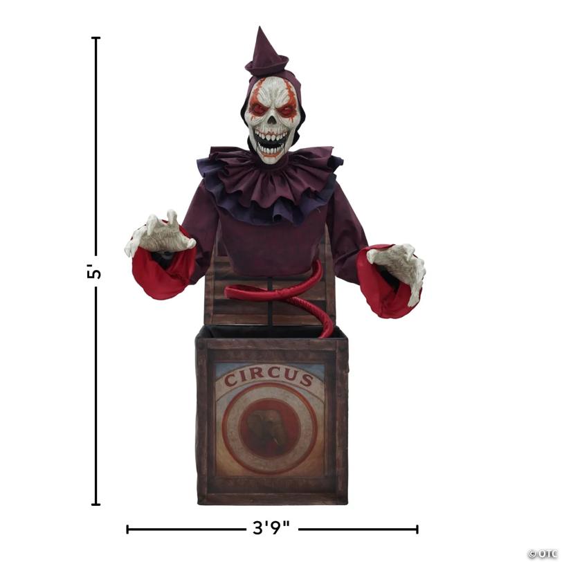 5 Ft. Skeleton Clown Mechanical Jack-in-the-Box Halloween Decoration