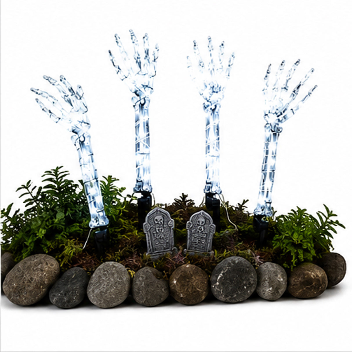 Cool White Light Ghost Hands Halloween Decor 2 Pair Set