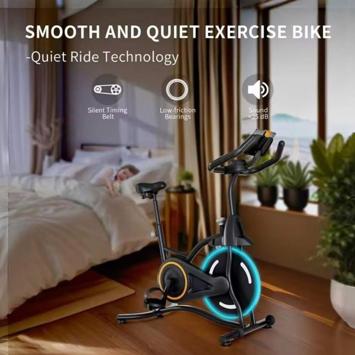 Exercise Bike for Home, Indoor Cycling Bike with Digital Display, Adjustable Seat & Handlebars, Smartphone Mount 35.04"x 22.05"x44.88"