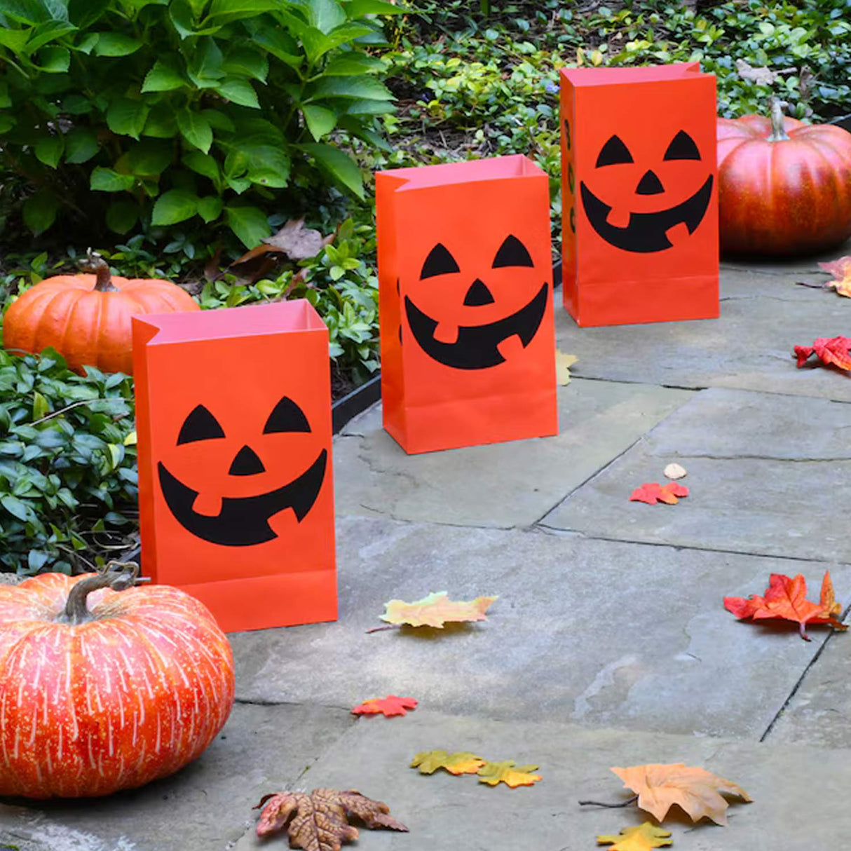 0.83ft Jack-o-Lantern Luminaria Plastic Walkway Lights 12 Pieces