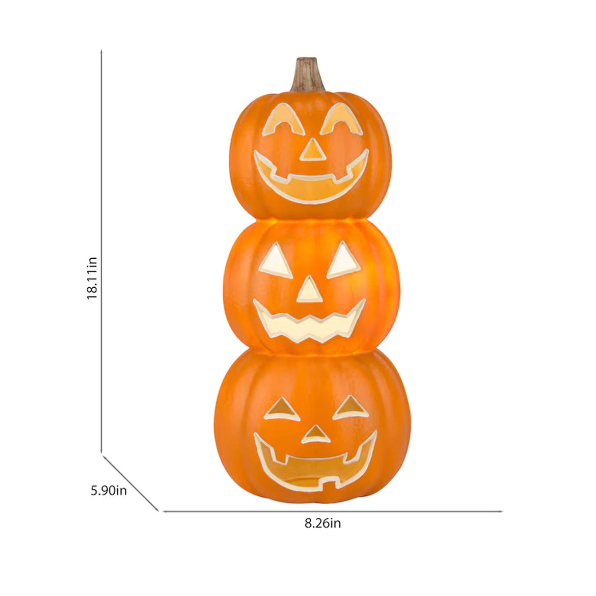 1.5ft Haunted Living Lighted Stacked Jack-o-Lanterns Halloween Decor