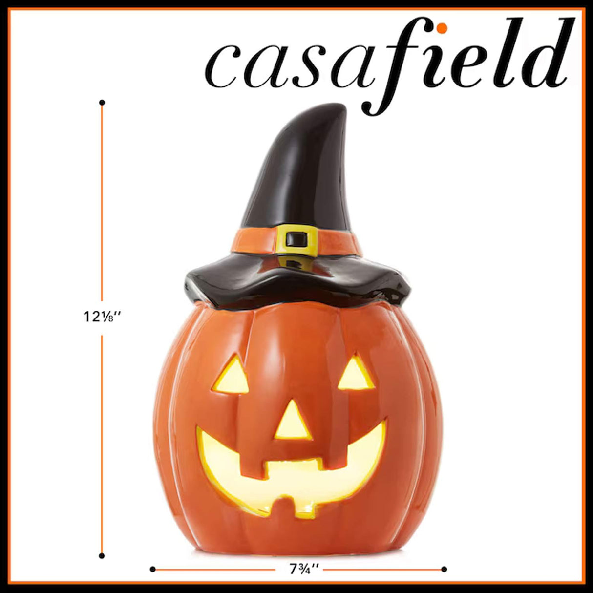 Casafield Pre Lit Ceramic Halloween Jack-o-Lantern Tabletop Decor