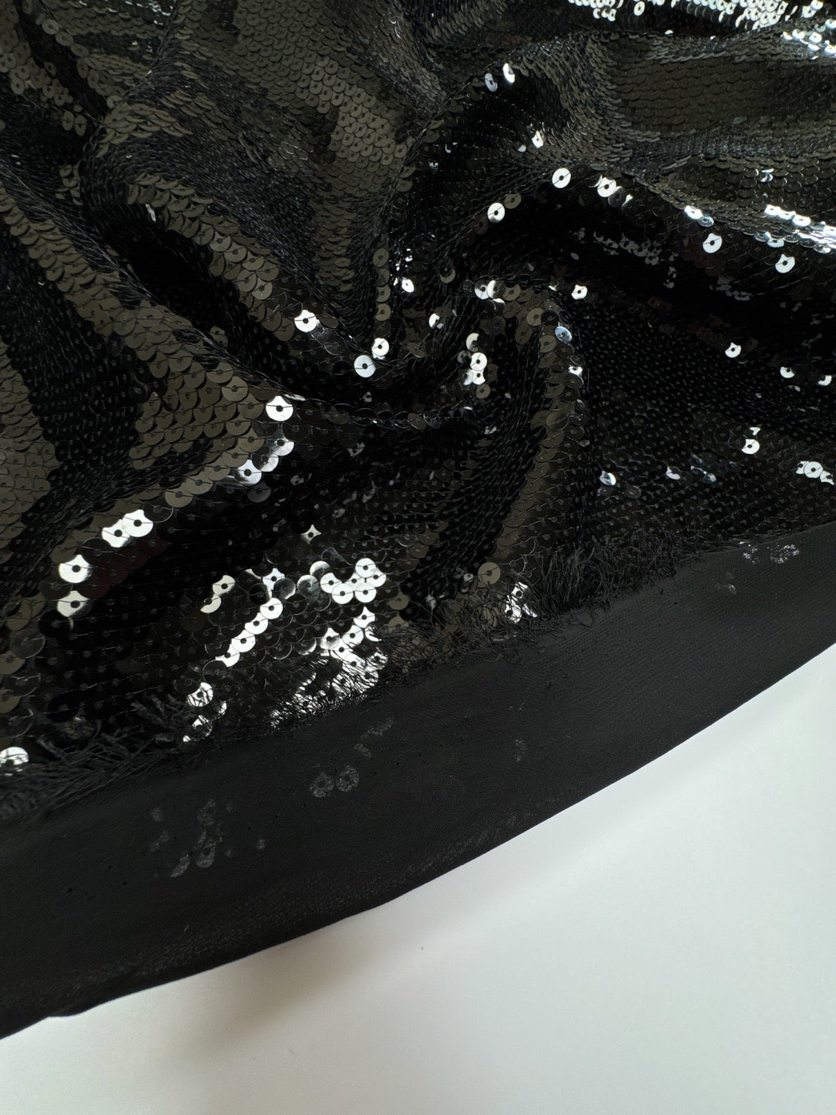 Black Crepe Sequined Polyamide Fabric