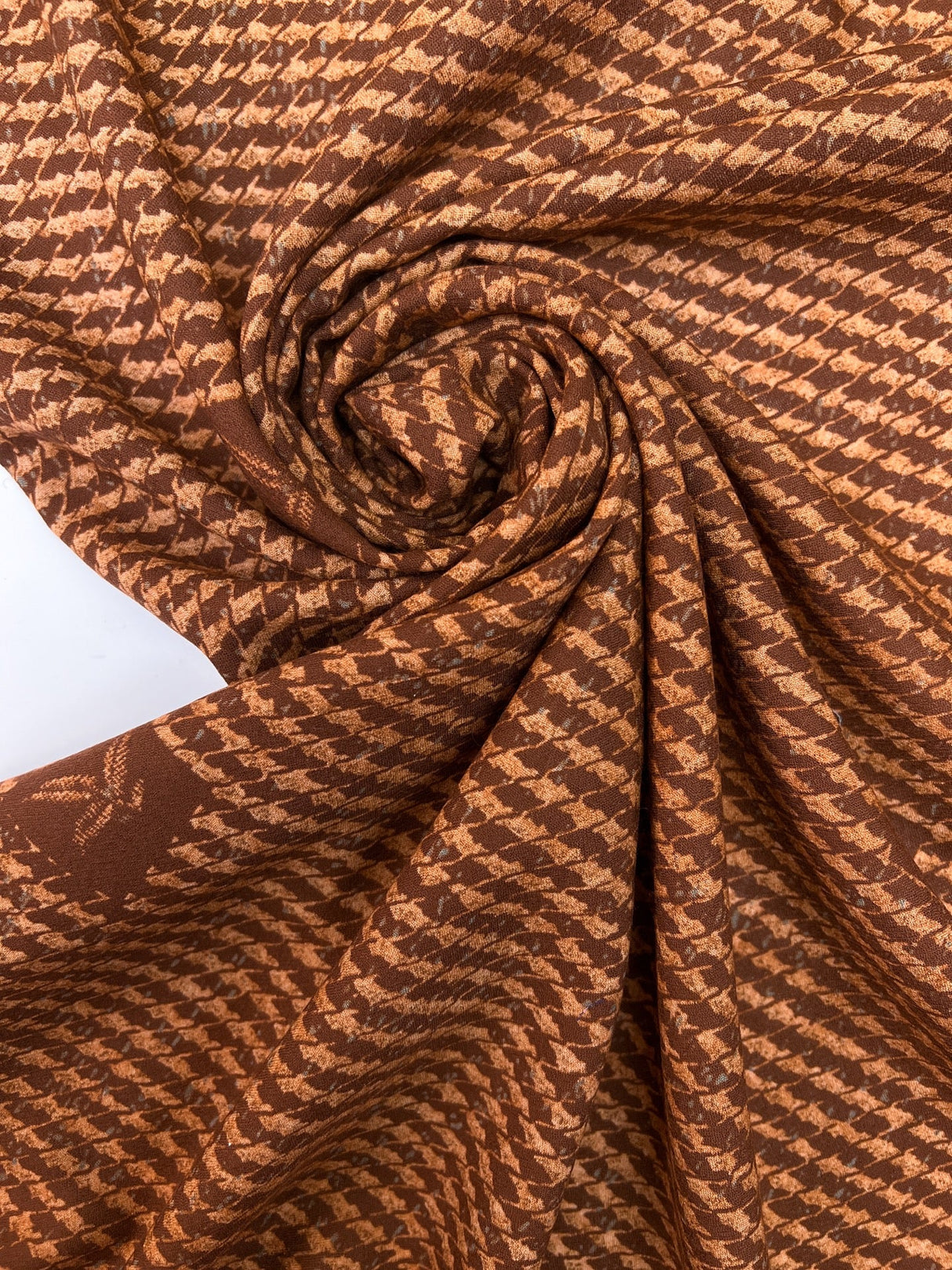 Wool Houndstooth Brown Beige