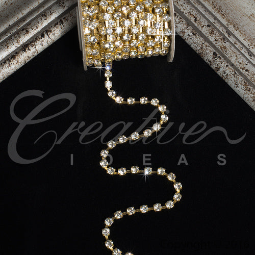 5Mm Rhineston Chain (Separated) - 5 Yards (Gold)