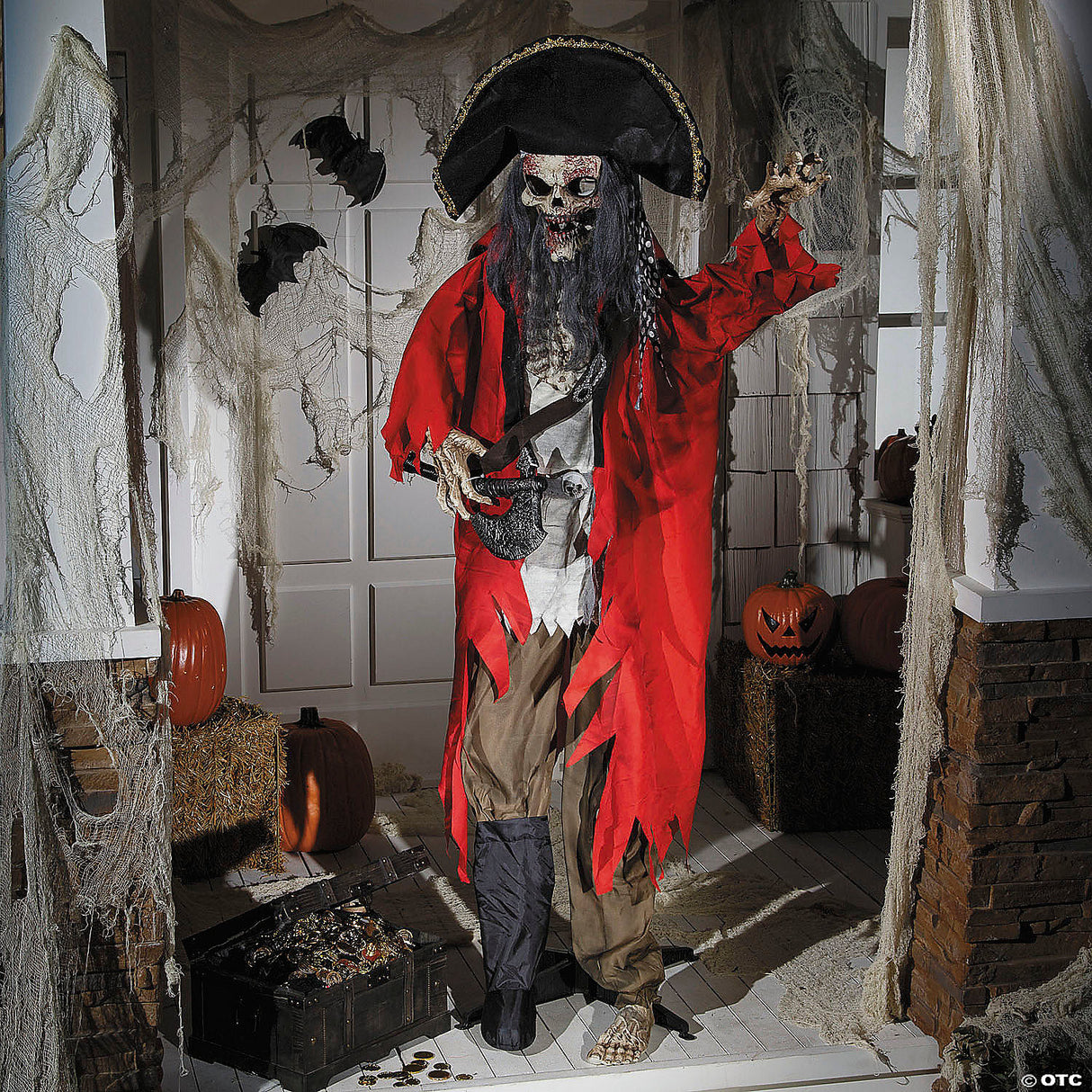 6 Ft. Pirate Skeleton Animated Prop Standing Halloween Decoration