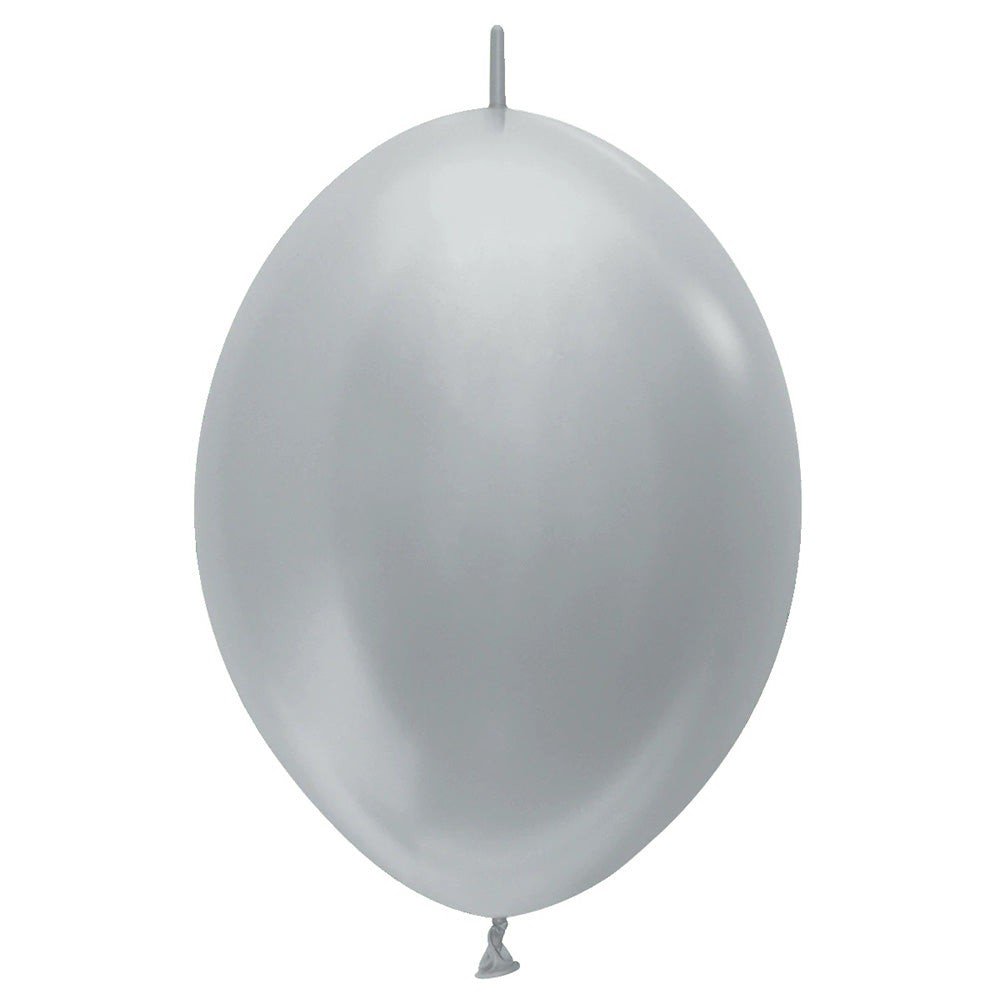 Latex Balloons 6 Inch Metallic Silver Link-O-Loon
