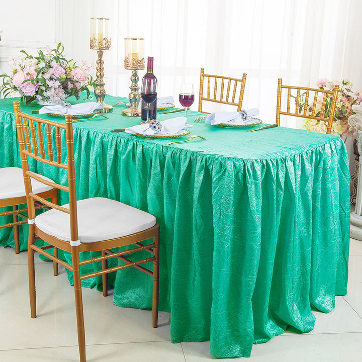 Ruffled Fitted Crushed Taffeta Tablecloth With Skirt