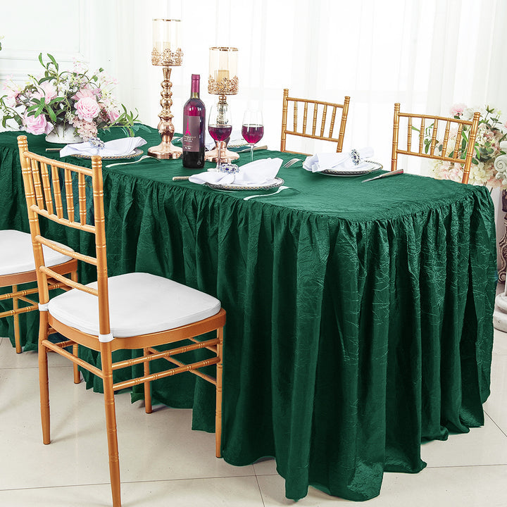 Ruffled Fitted Crushed Taffeta Tablecloth With Skirt