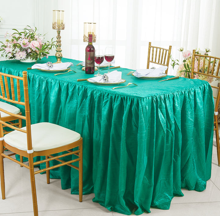 Ruffled Fitted Crushed Taffeta Tablecloth With Skirt