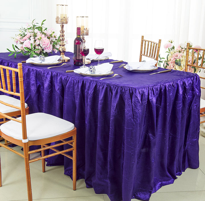 Ruffled Fitted Crushed Taffeta Tablecloth With Skirt
