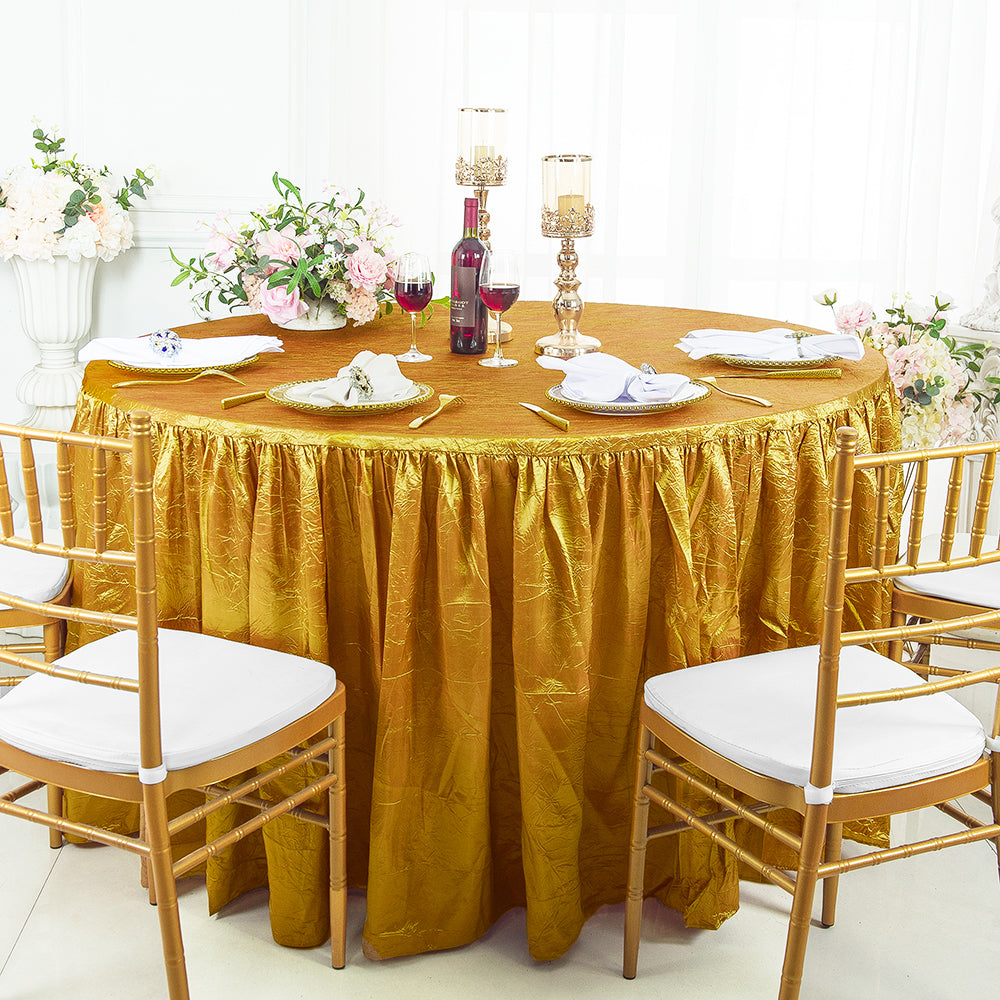 Round Crushed Taffeta Tablecloth With Skirt