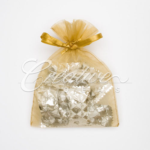 5"X 6.5" Organza Pouches-Sold By A Dozen Pieces ( 6 Pieces/Inner Pack) (Antique Gold)