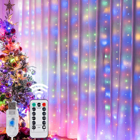 USB Rainbow Fairy Curtain Light with Remote – Halloween Decor