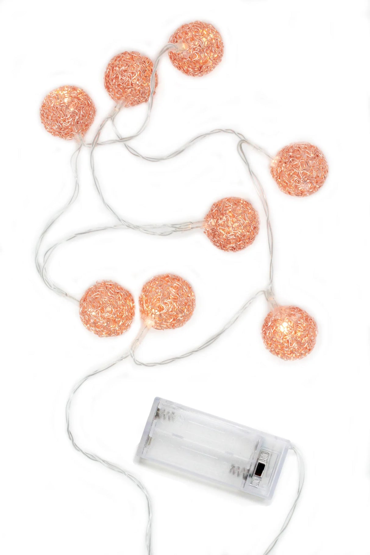 Rose Gold Woven Copper Ball String Lights – Battery Operated