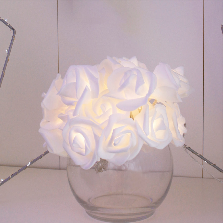 20 LED Soft White Rose String Lights Warm White