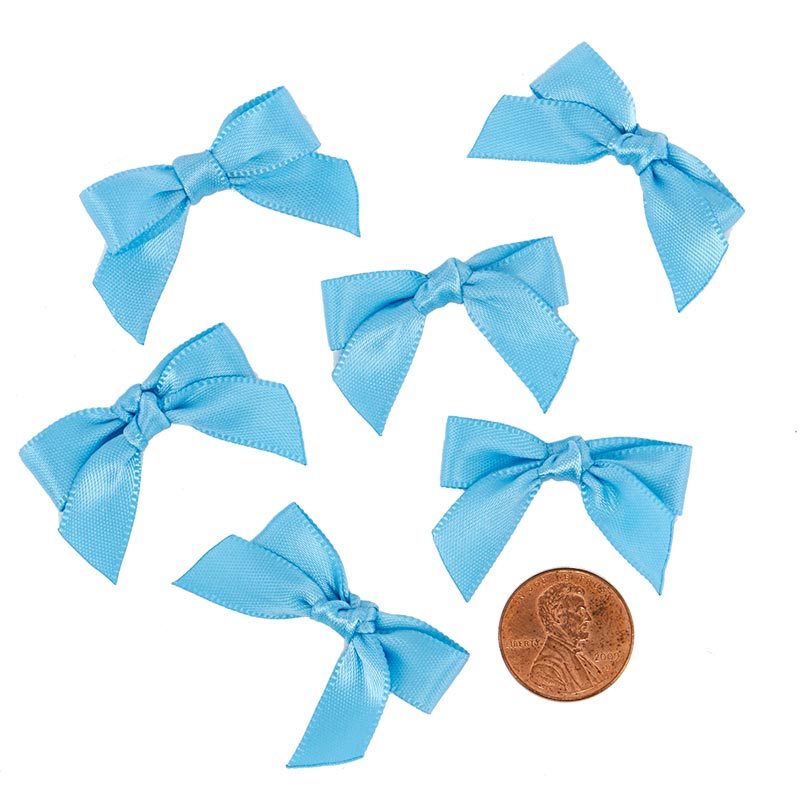 Pre-Tied Tiny Satin Bows 1 '' X 1 3/8 '' Copenhagen Color 50 each / package