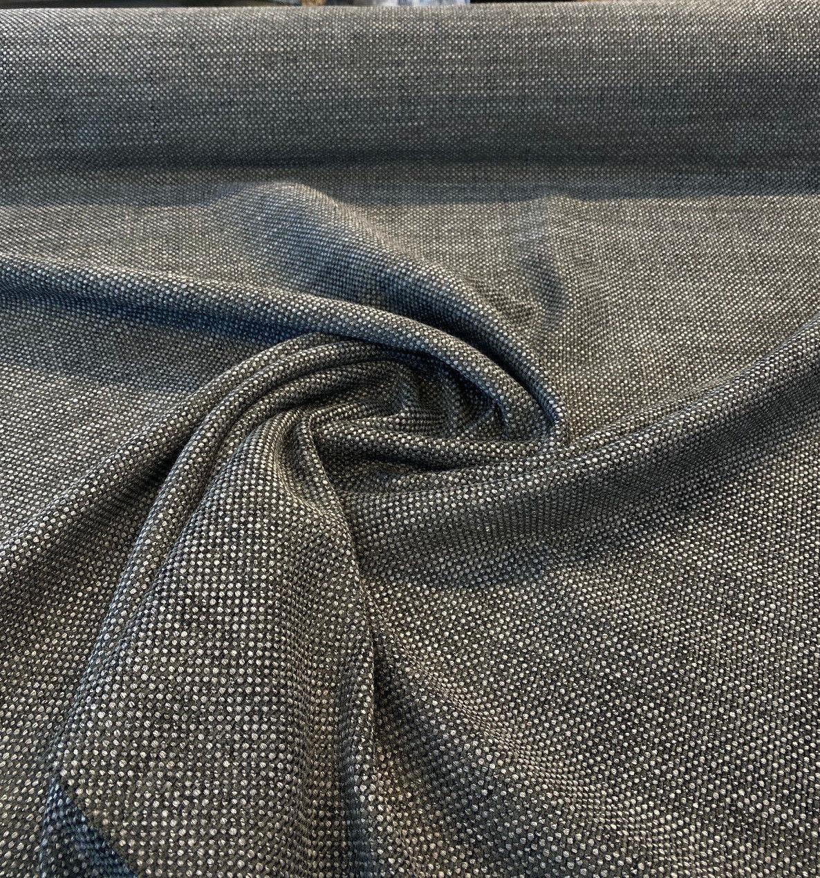 Gemma Black Carbon Fiber Italian Chenille Fabric - Black With Gray Hint, 56" Width (1 Yard)