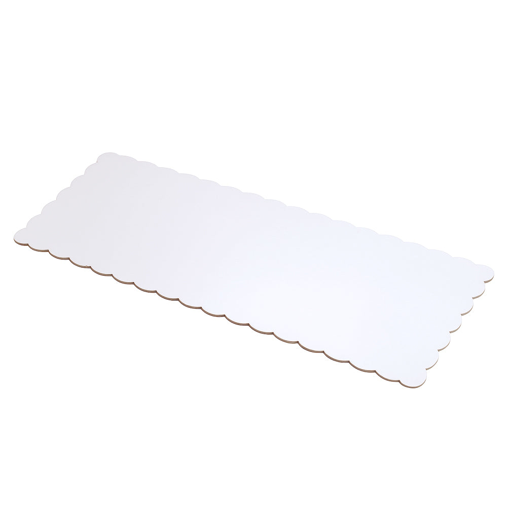 O'Creme White Scalloped Log Cake Board, 16.75" x 6.5" - Pack of 25