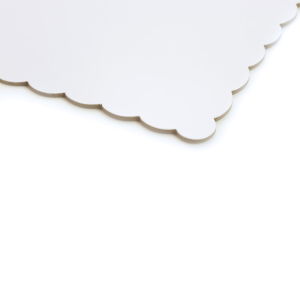 O'Creme White Scalloped Log Cake Board, 16.75" x 6.5" - Pack of 25