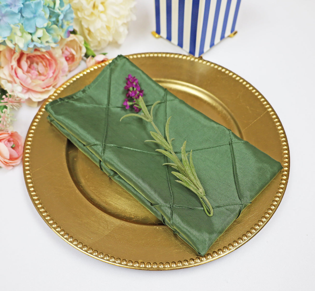 Pintuck Taffeta Cloth Dinner Napkins 20x20 Clover Green