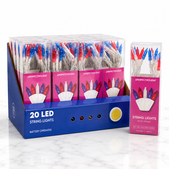 20 Multicolor LED M5 Lights Battery Operated 4" Spacing