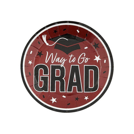 Orange Way to Go Grad Dessert Plates 7.25 Inch Paper 25 Count