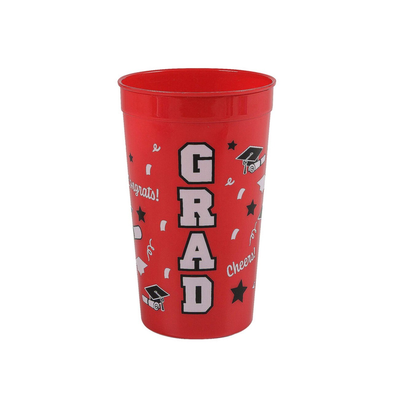 6 3/4" 32 oz. Bright Red Grad Reusable Plastic Tumblers 12 Ct.