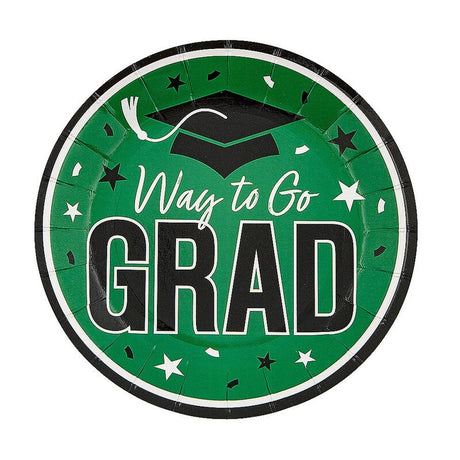 7 1/4" Red Way to Go Grad Disposable Paper Dessert Plates 25 Ct.