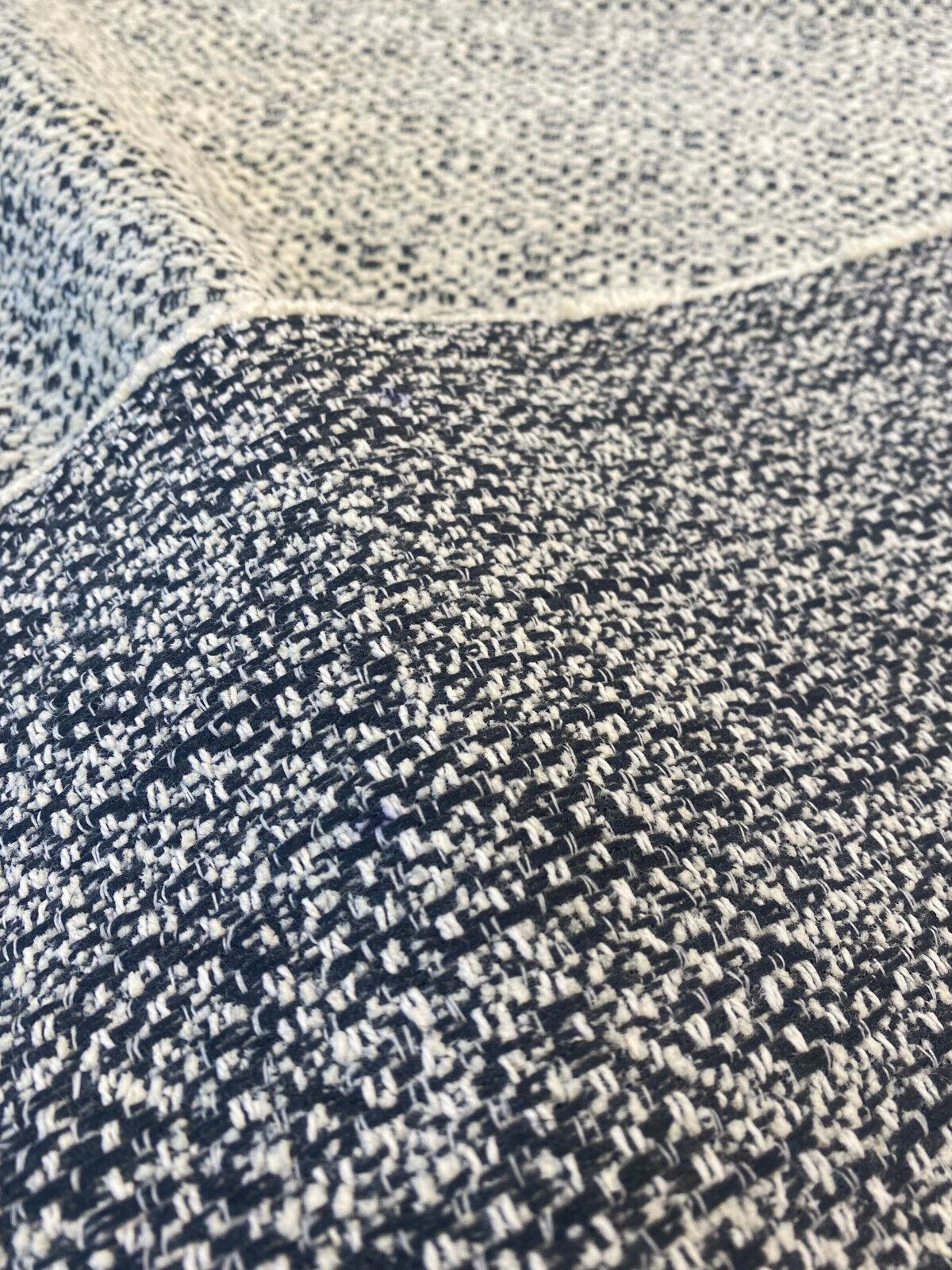 Sandy Domino Soft Chenille Fabric - Beige Off White With Black Domino Pattern, 56" Width (1 Yard)