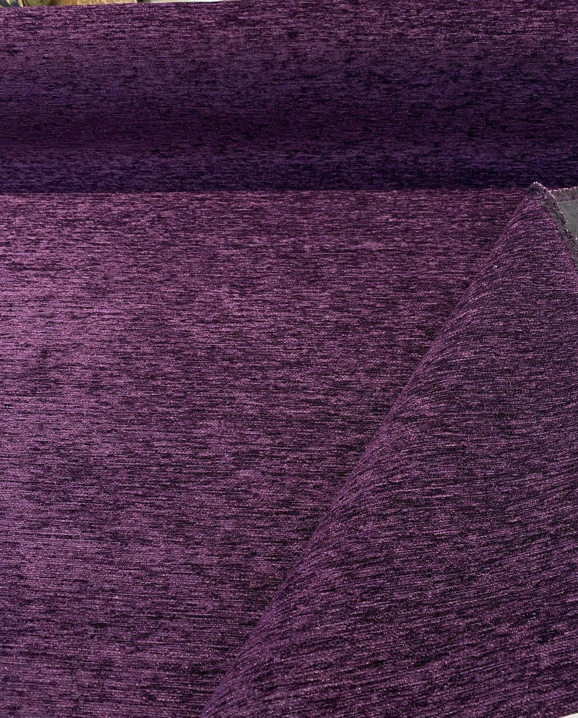 Purple Heavy Chenille Backed Solid Upholstery Fabric - Purple Solid, 56" Width (1 Yard)