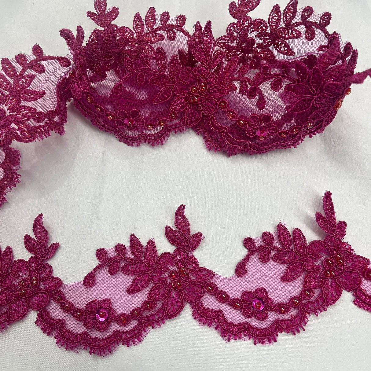 Beaded Corded Lace Trim 3" Wide