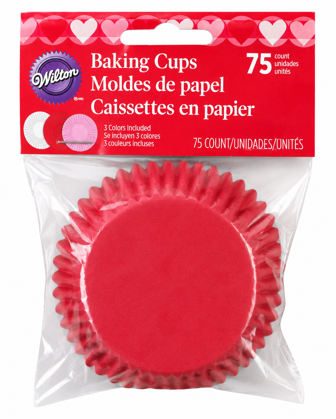 Wilton White, Pink and Red Baking Cups, 75-Count