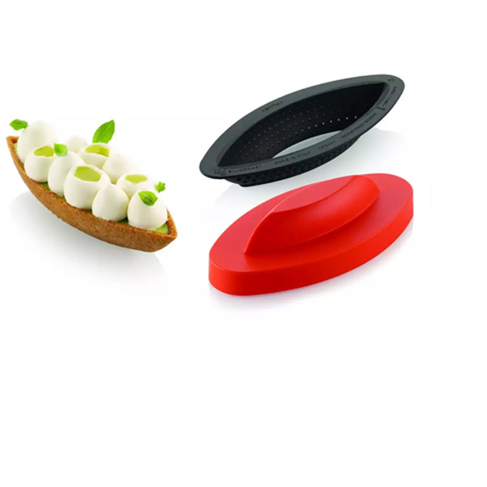 Silikomart 3D Oval Tarte Ring, 4.7" x 1.6" x 0.8"