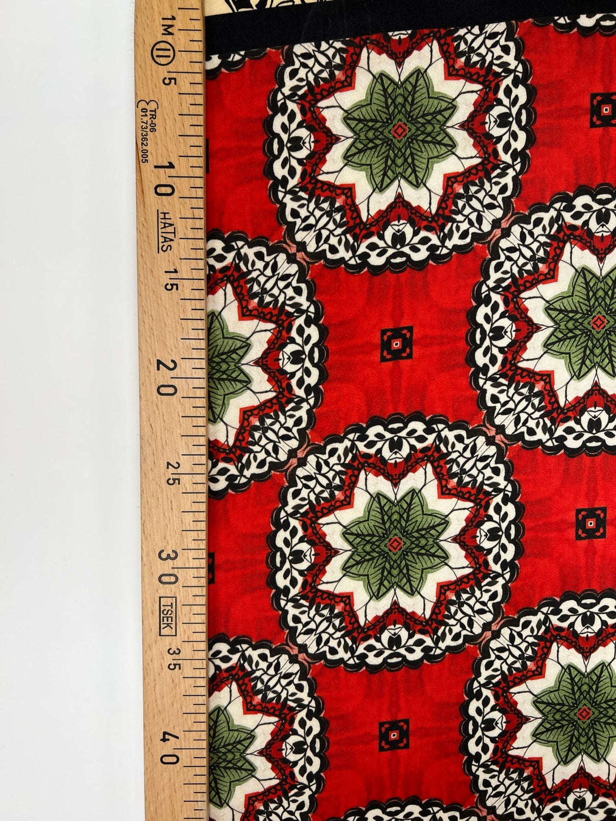 Polyester Sateen Floral Print Red Beige