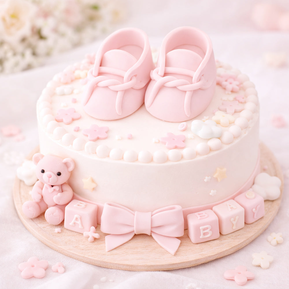 O'Creme Pink Gumpaste Baby Booties, 2.75" x 1.5" - 1 Pair