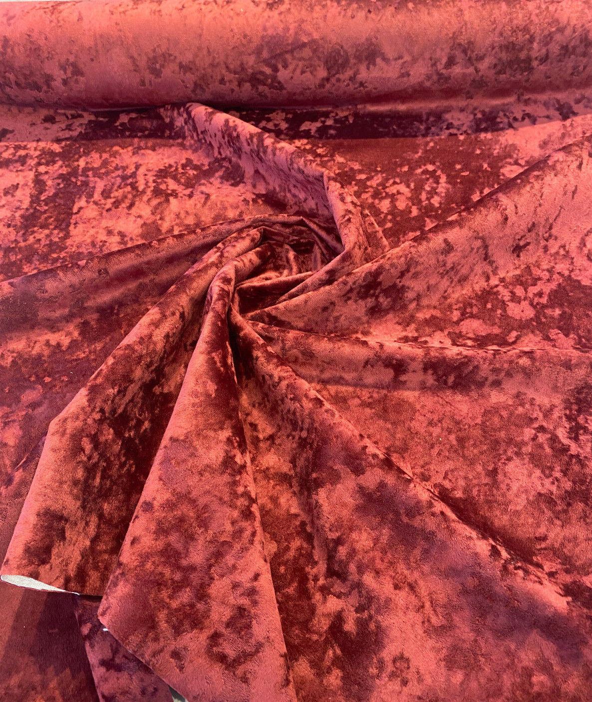 Velvet Lush Polyester Fabric - Tawny Maroon Lush Pattern, 56" Width (1 Yard)