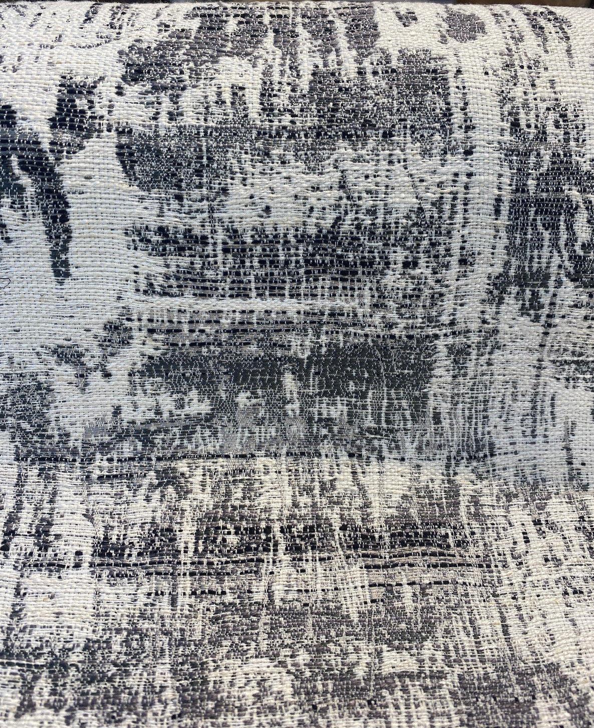 Surreally Cool Chenille Upholstery Fabric - Black Gray Off White Horizontal Pattern, 58" Width (1 Yard)