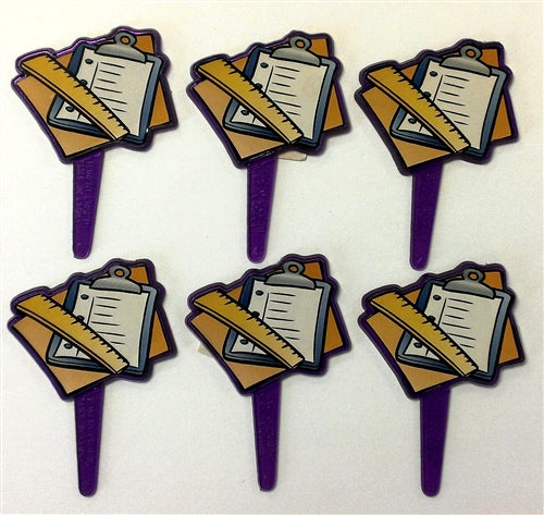 Ruler & Pad Cupcake Picks - 6 Pack