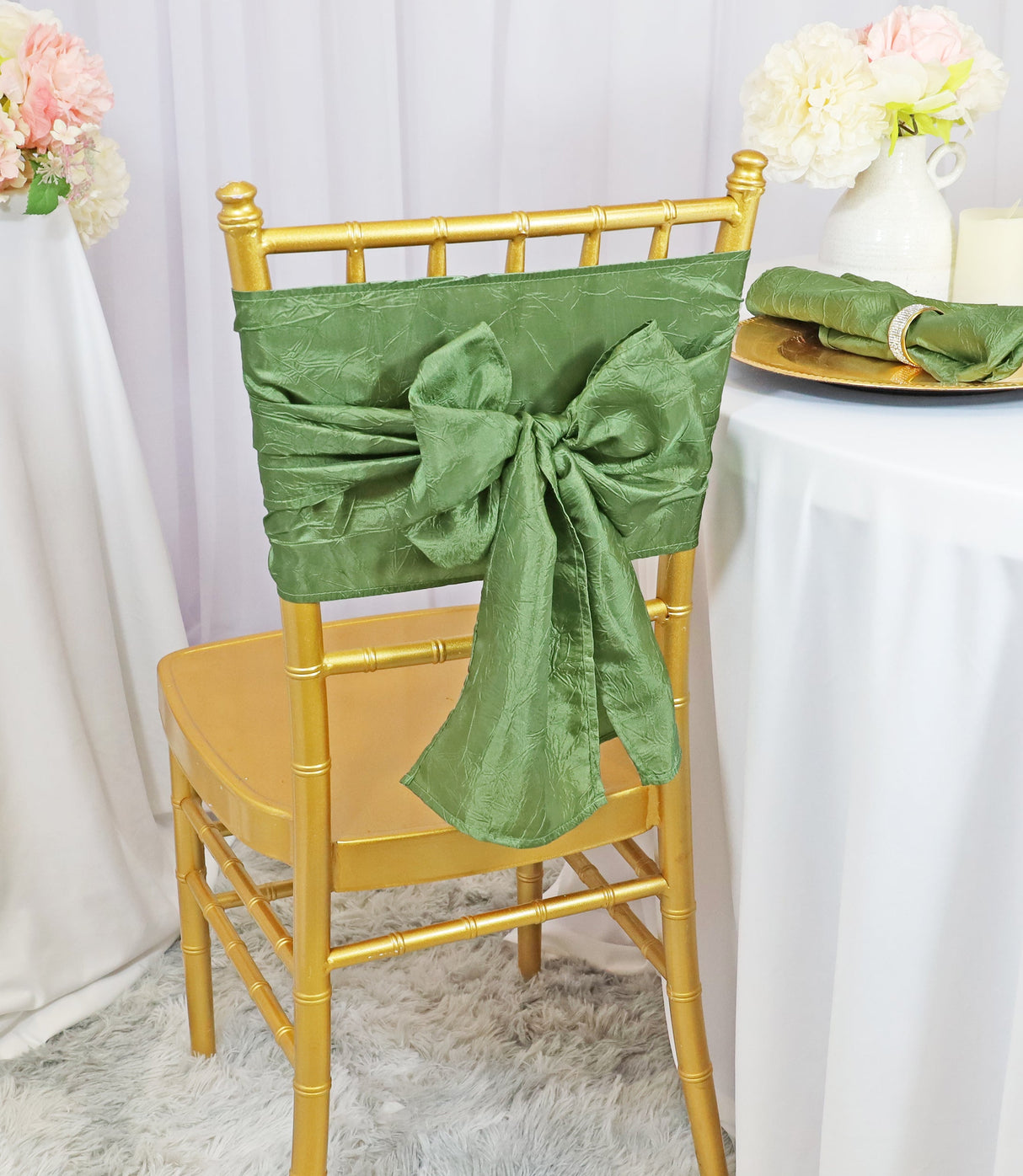 Crushed Taffeta Chair Sash Sample 9.5x108 Clover Green
