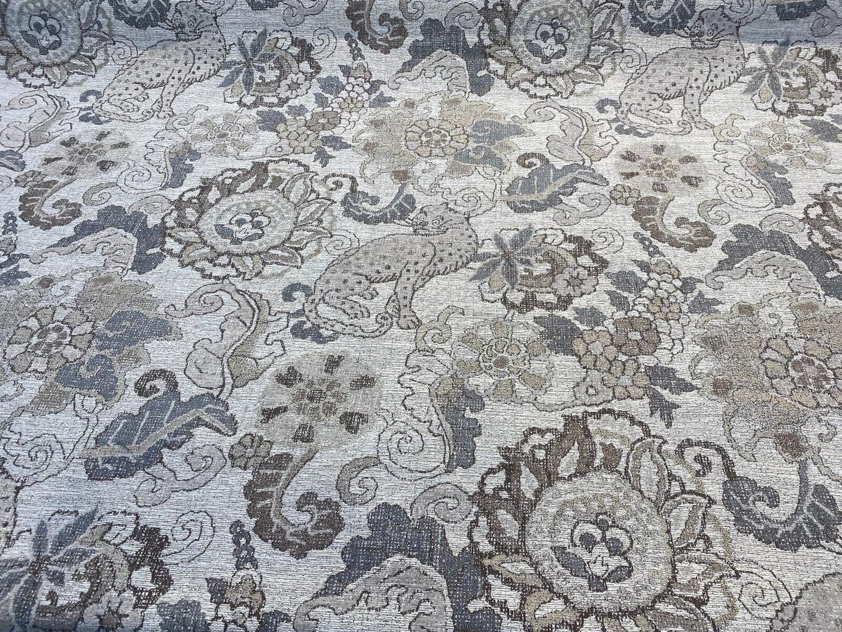 Motemi Toile Leopard Graystone Chenille Fabric - Gray Taupe Beige Leopard Toile, 58" Width (1 Yard)