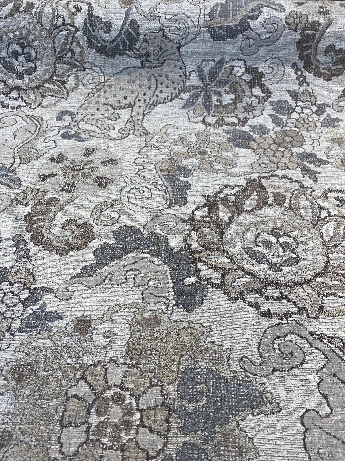 Motemi Toile Leopard Graystone Chenille Fabric - Gray Taupe Beige Leopard Toile, 58" Width (1 Yard)