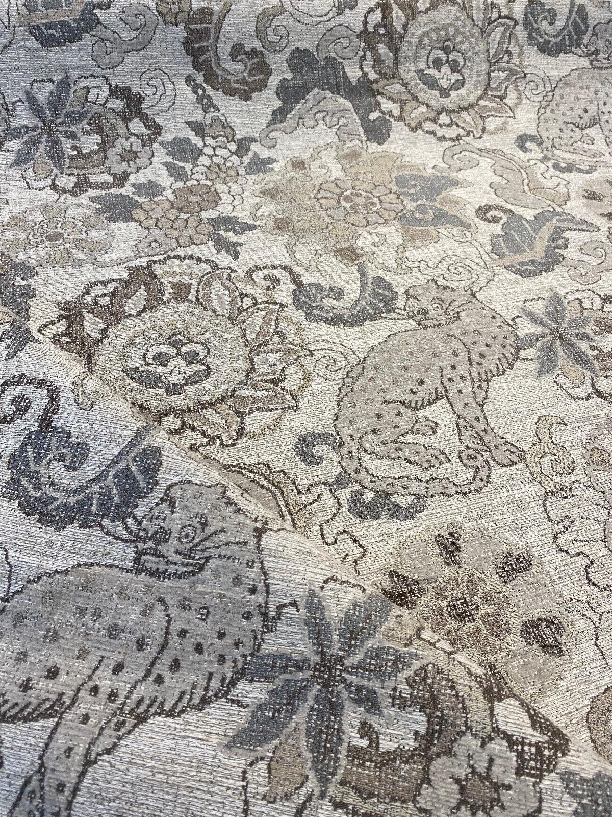 Motemi Toile Leopard Graystone Chenille Fabric - Gray Taupe Beige Leopard Toile, 58" Width (1 Yard)
