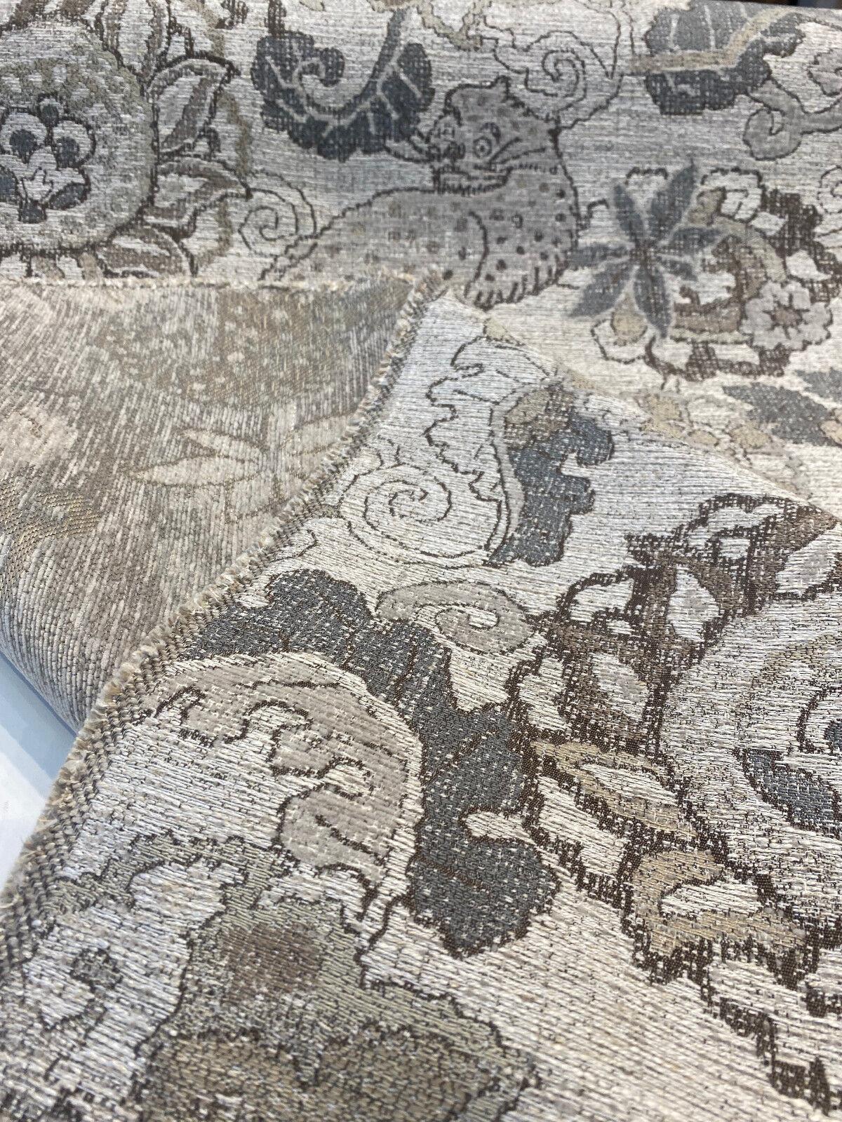 Motemi Toile Leopard Graystone Chenille Fabric - Gray Taupe Beige Leopard Toile, 58" Width (1 Yard)