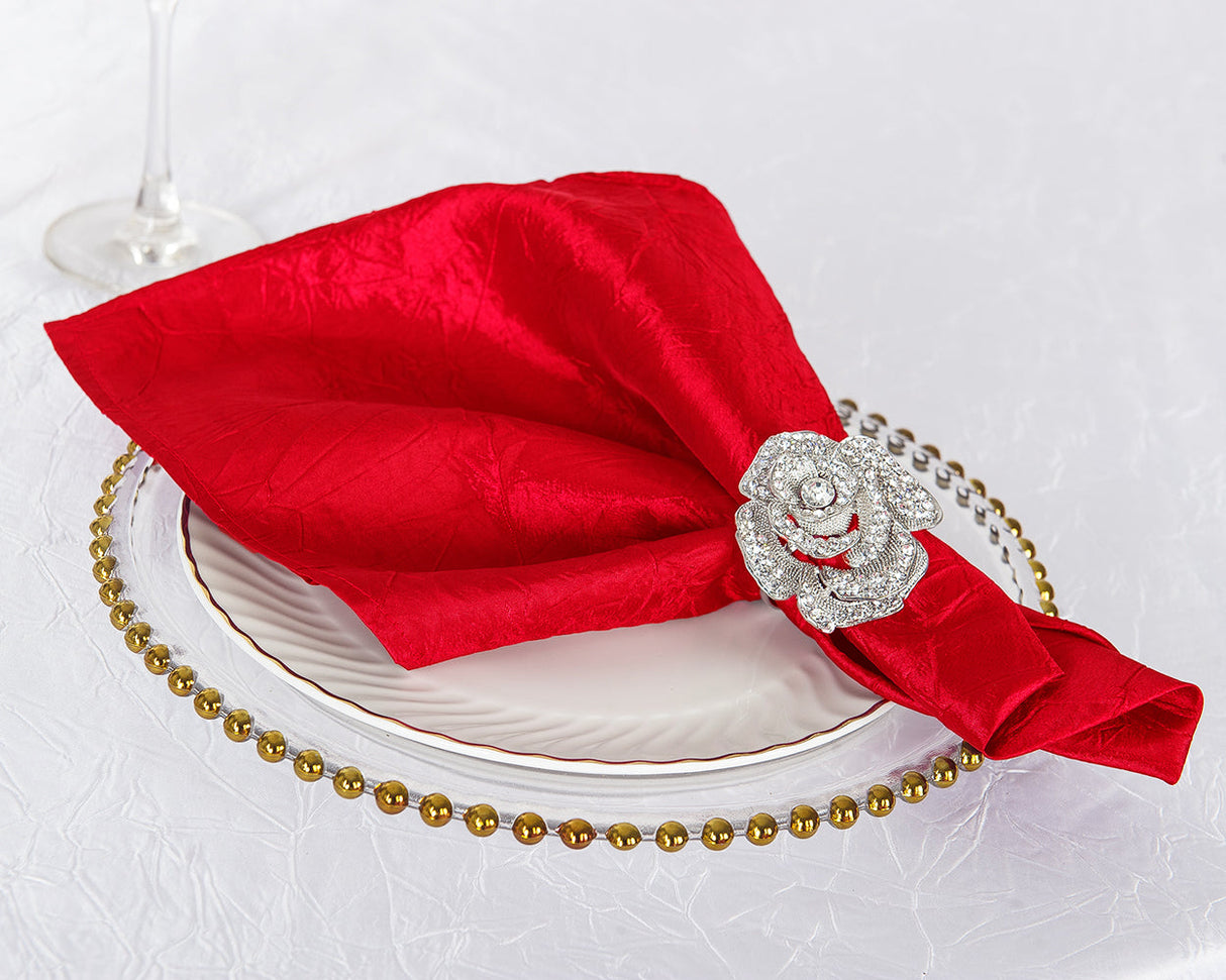 Crushed Taffeta Cloth Dinner Napkin Sample 20x20 Red