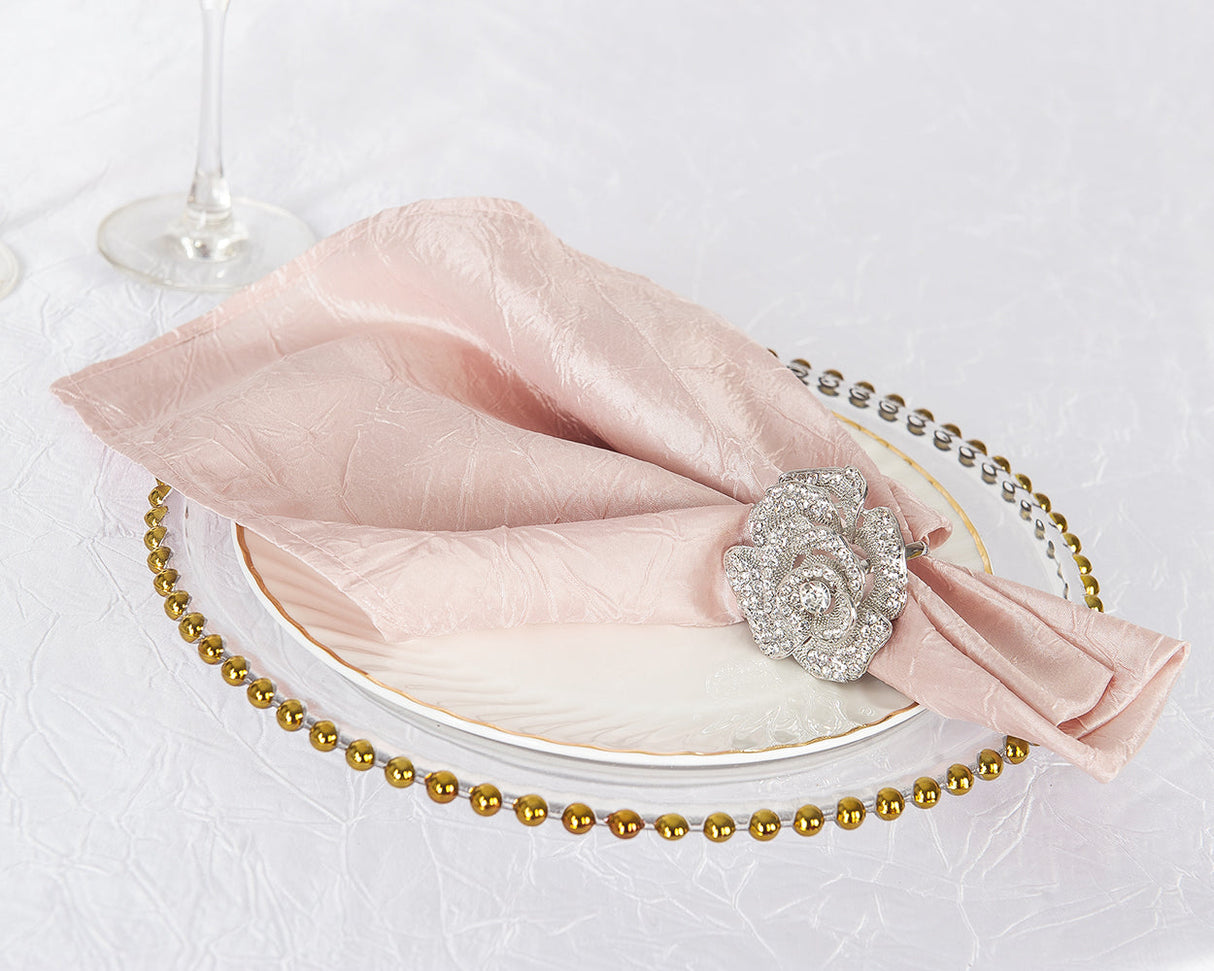 Crushed Taffeta Cloth Dinner Napkin Sample 20x20 Blush Pink/Rose Gold