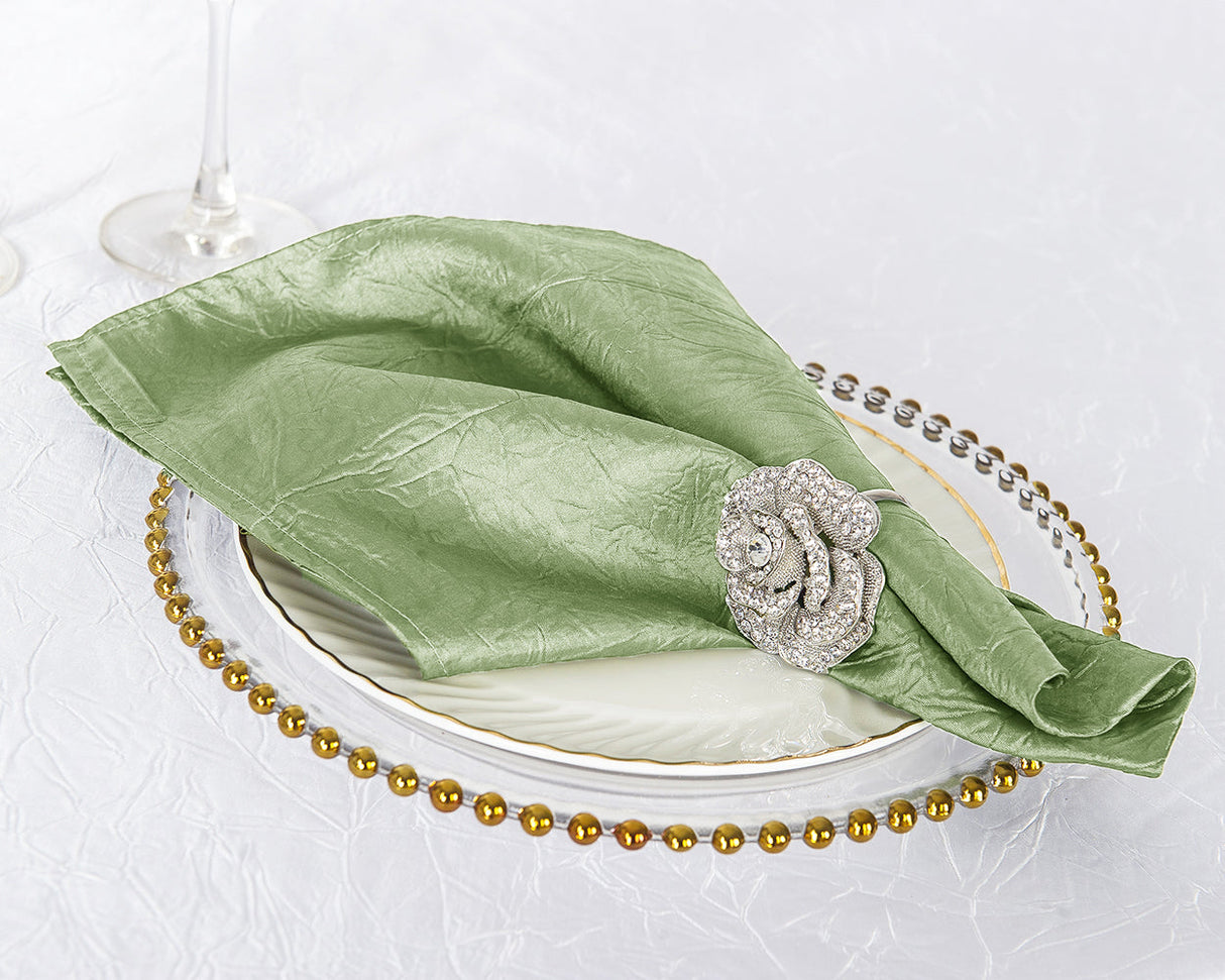 Crushed Taffeta Cloth Dinner Napkins 20x20 Sage Green