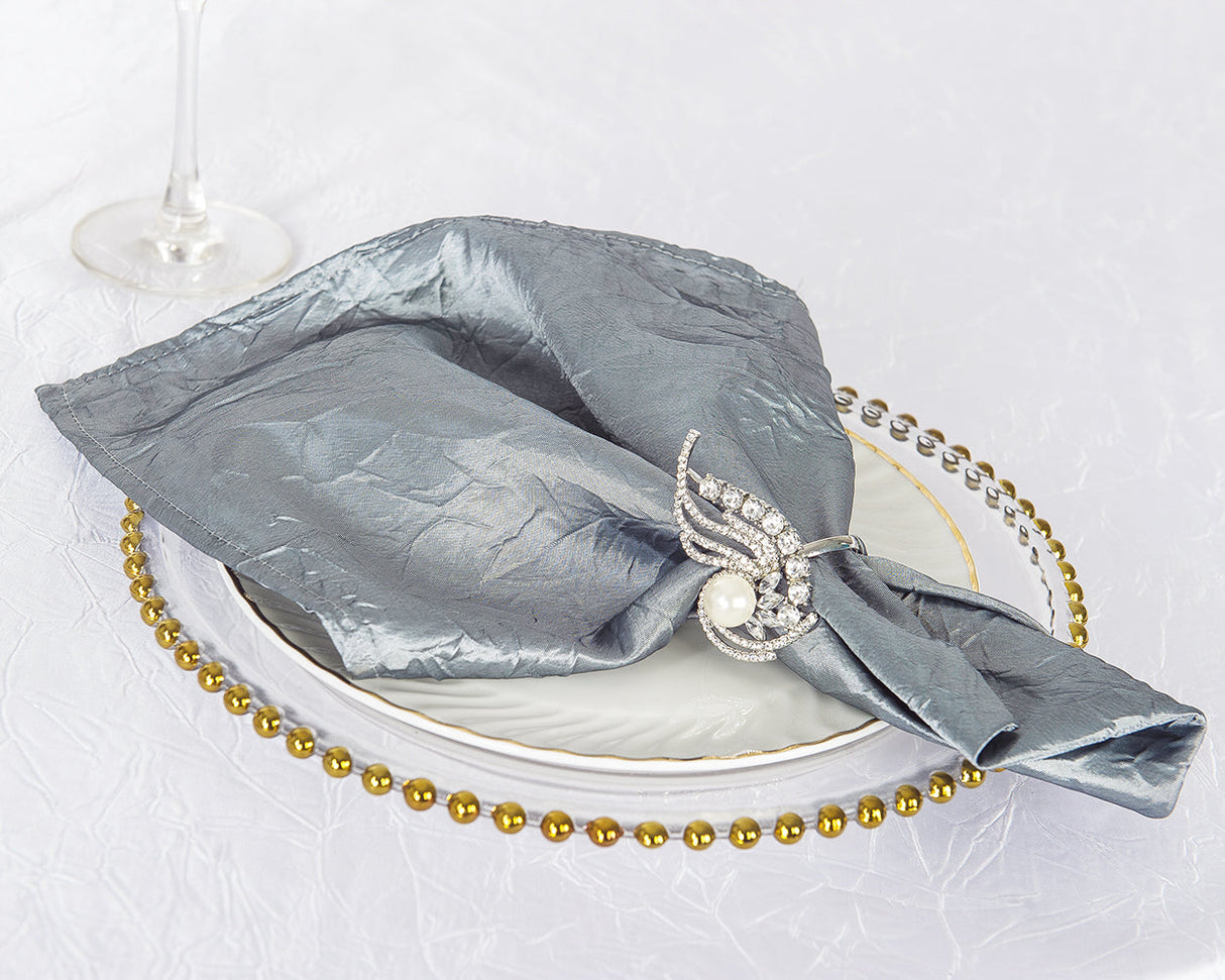 Crushed Taffeta Cloth Dinner Napkin Sample 20x20 Silver